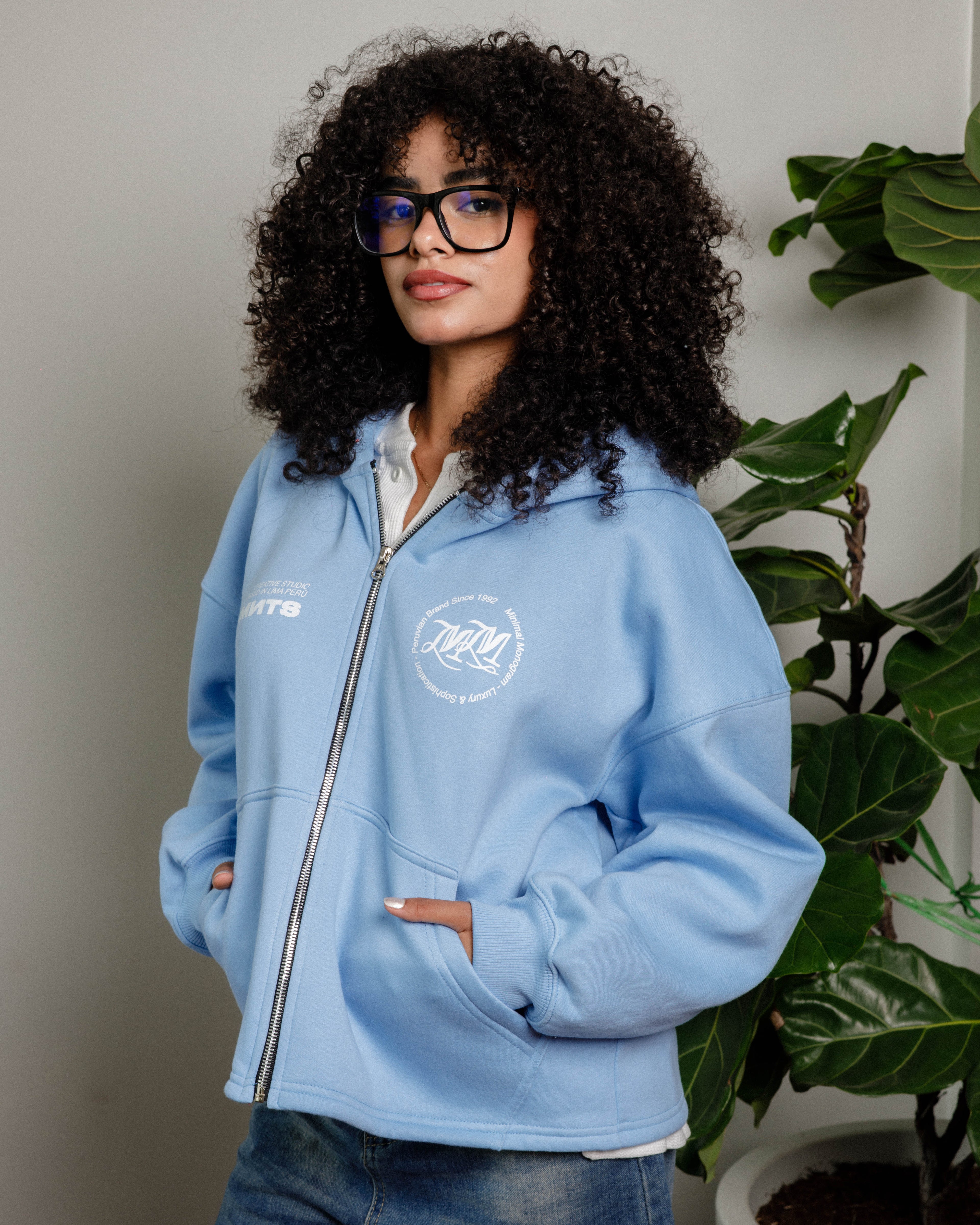 Daily Structure Sky Blue Zip Hoodie