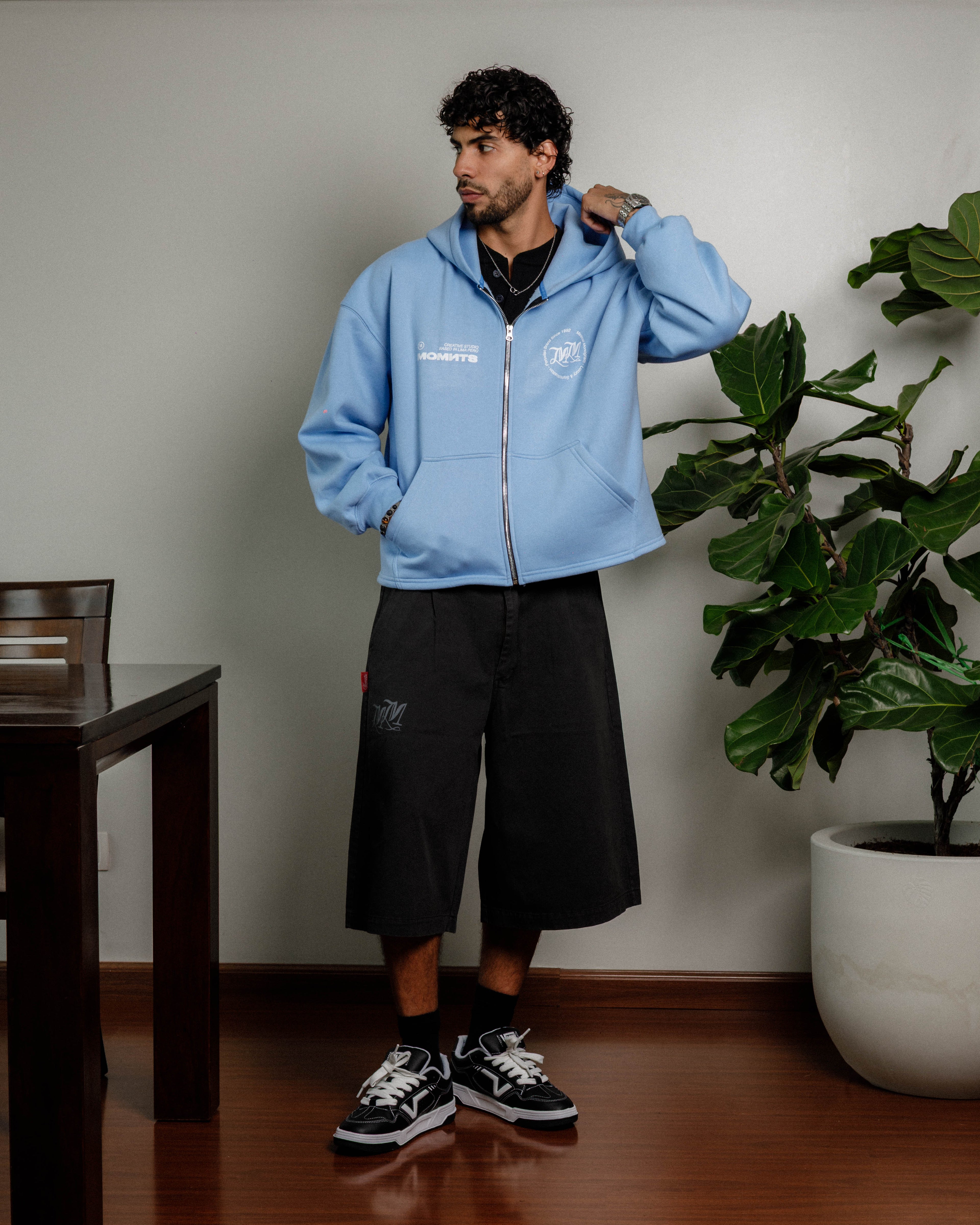 Daily Structure Sky Blue Zip Hoodie