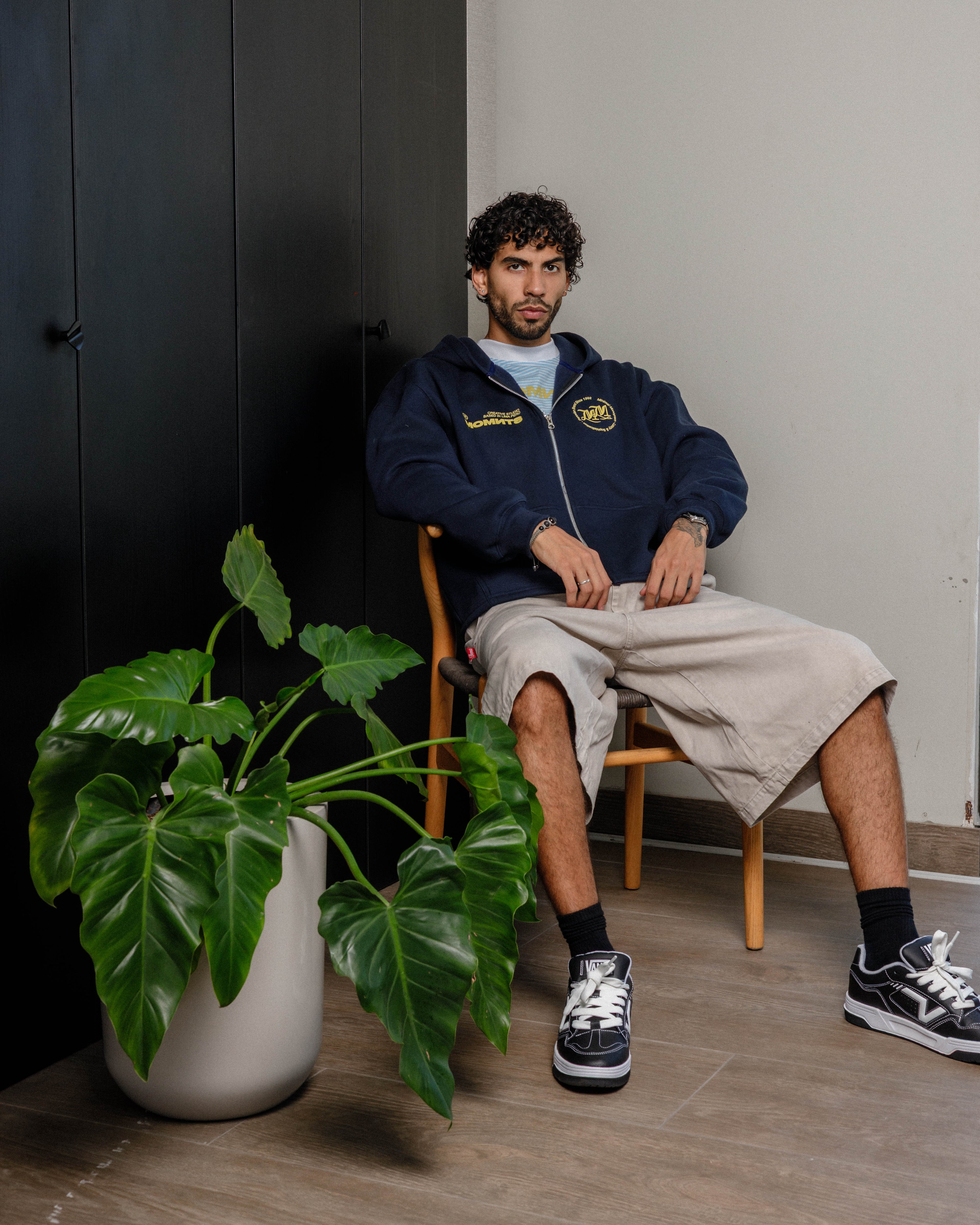 Daily Structure Blue Zip Hoodie