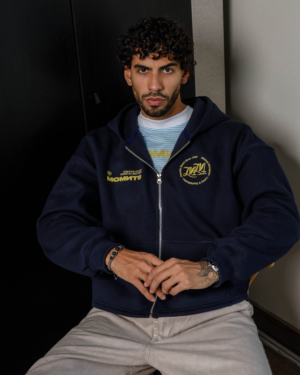 Daily Structure Blue Zip Hoodie