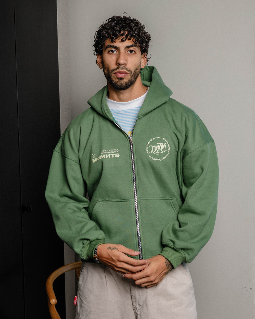 Daily Structure Green Zip Hoodie