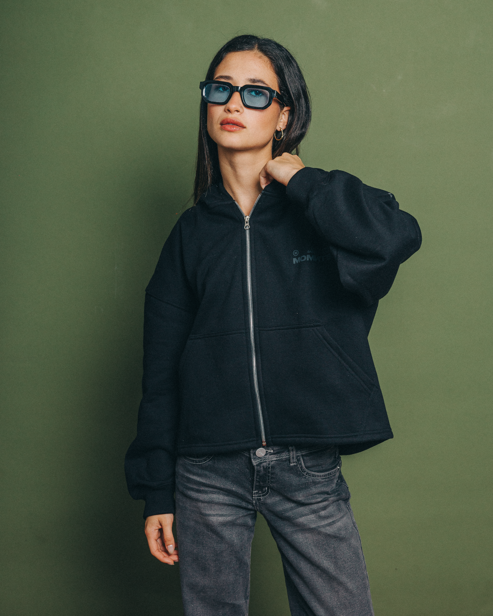 Creative Black Zipper Hoodie