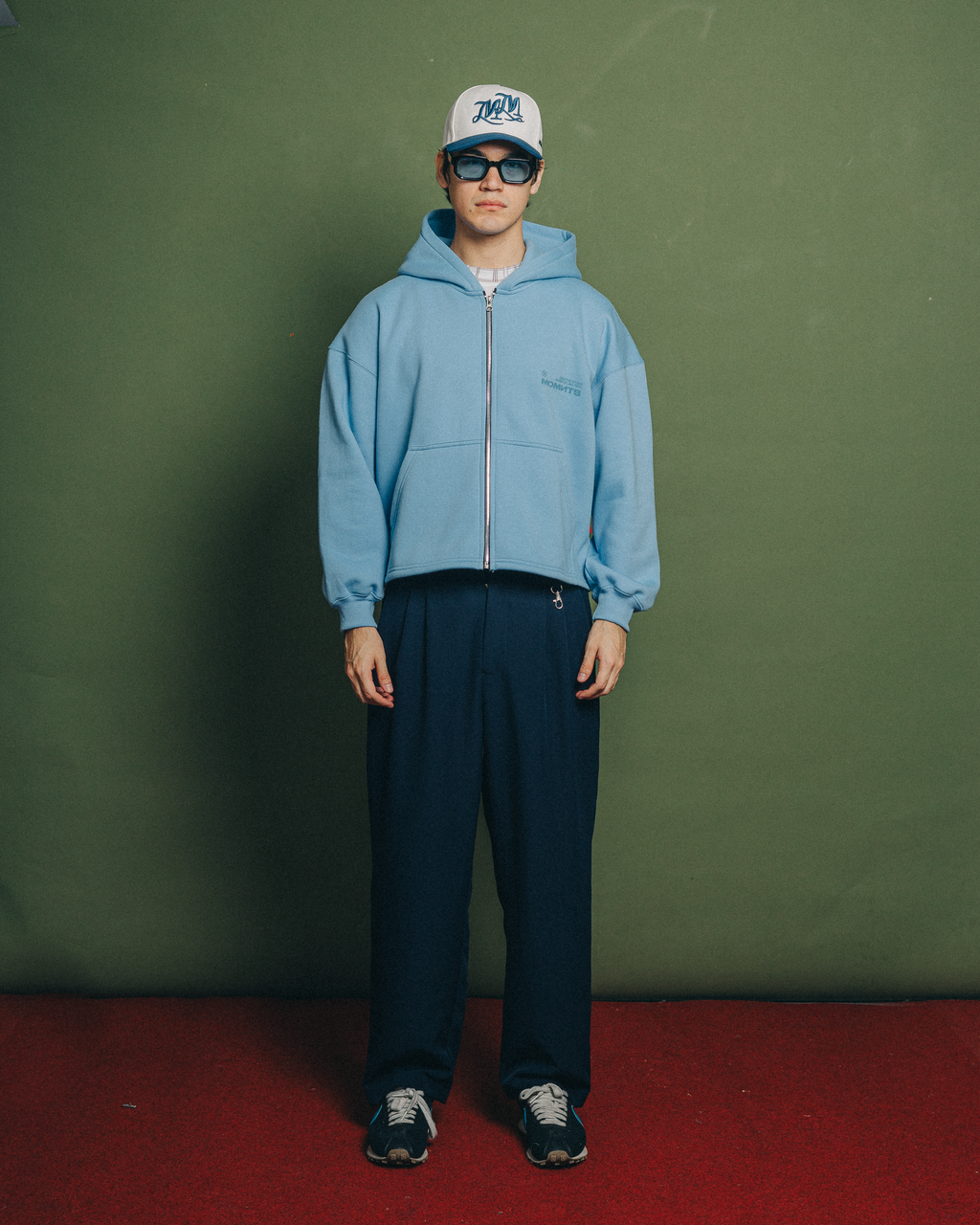 Creative Sky Blue Zipper Hoodie