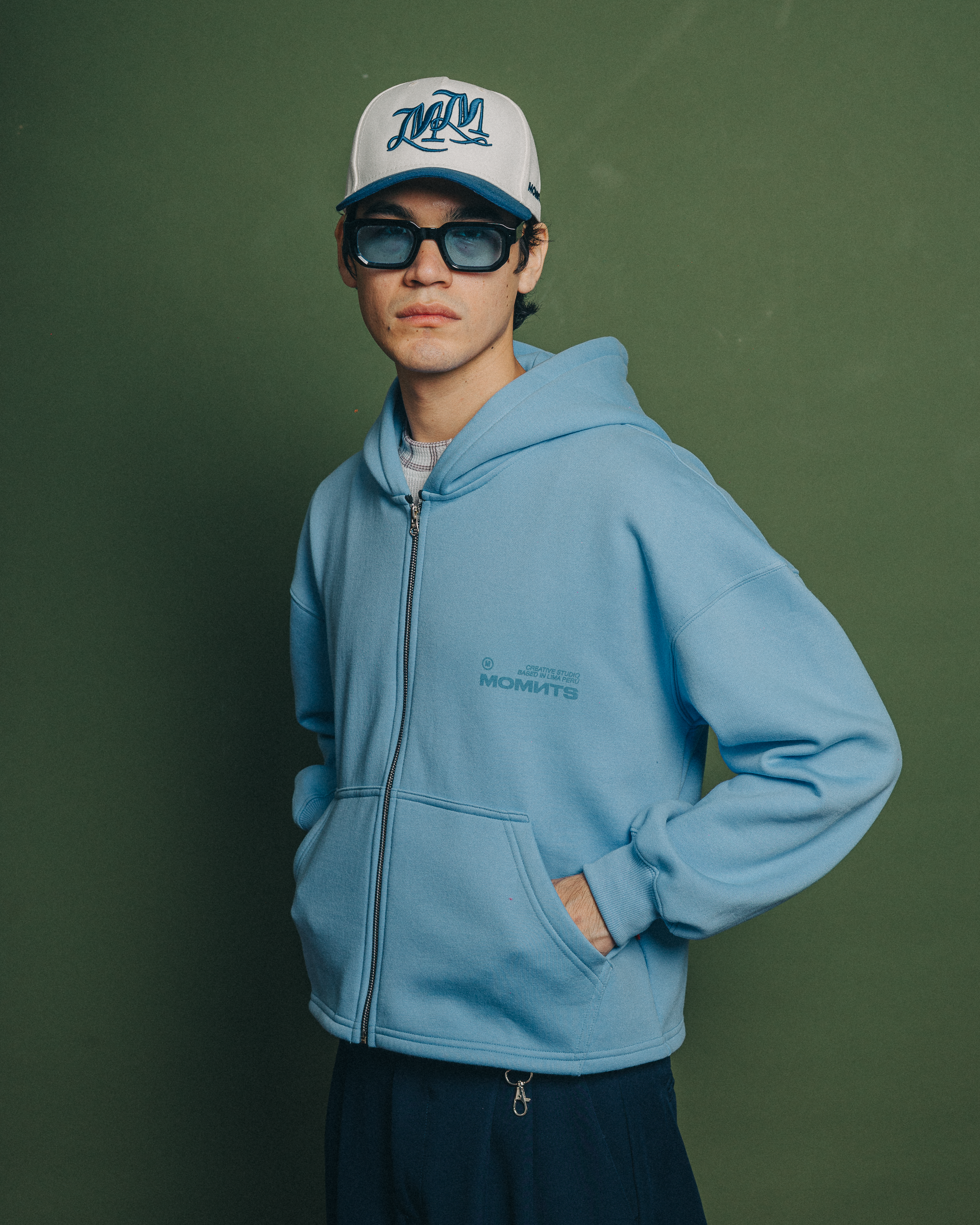Creative Sky Blue Zipper Hoodie