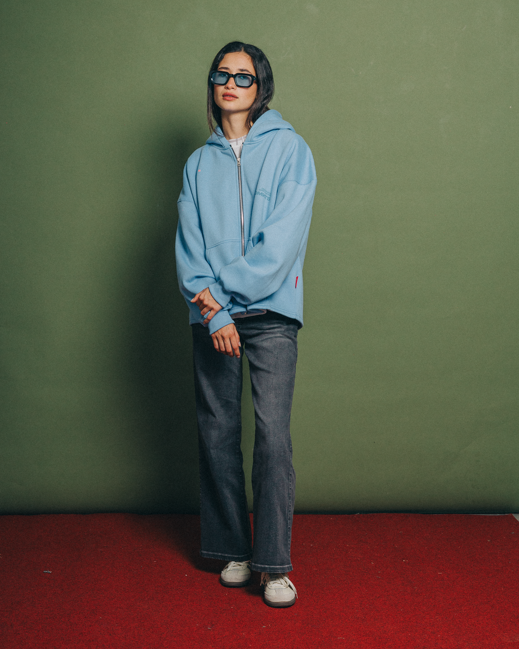 Creative Sky Blue Zipper Hoodie