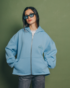 Creative Sky Blue Zipper Hoodie