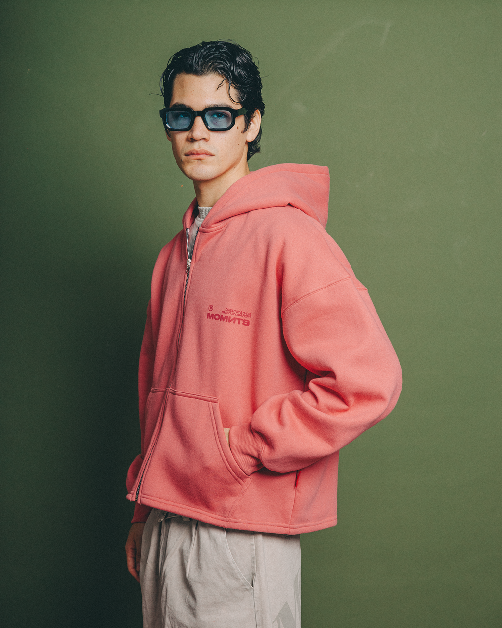 Creative Pink Zipper Hoodie