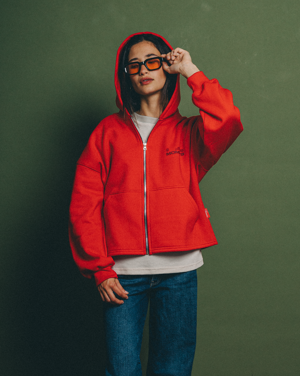 Creative Red Zipper Hoodie