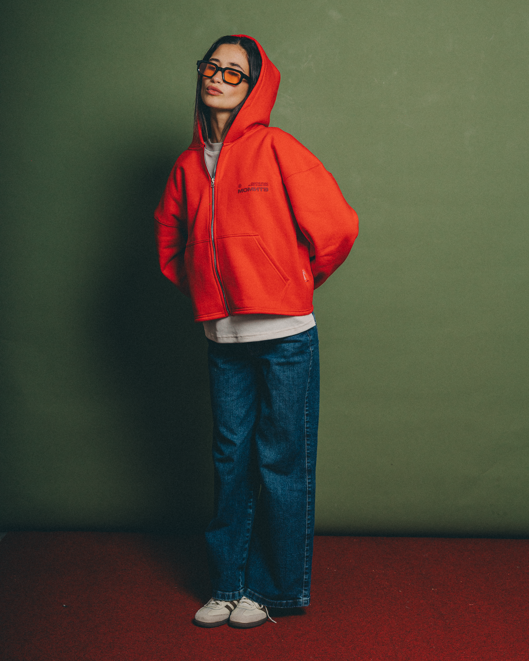 Creative Red Zipper Hoodie