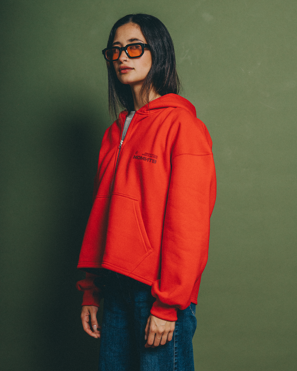 Creative Red Zipper Hoodie