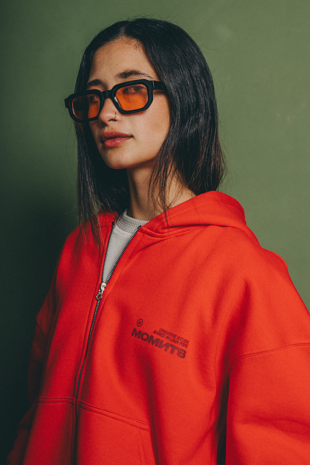 Creative Red Zipper Hoodie
