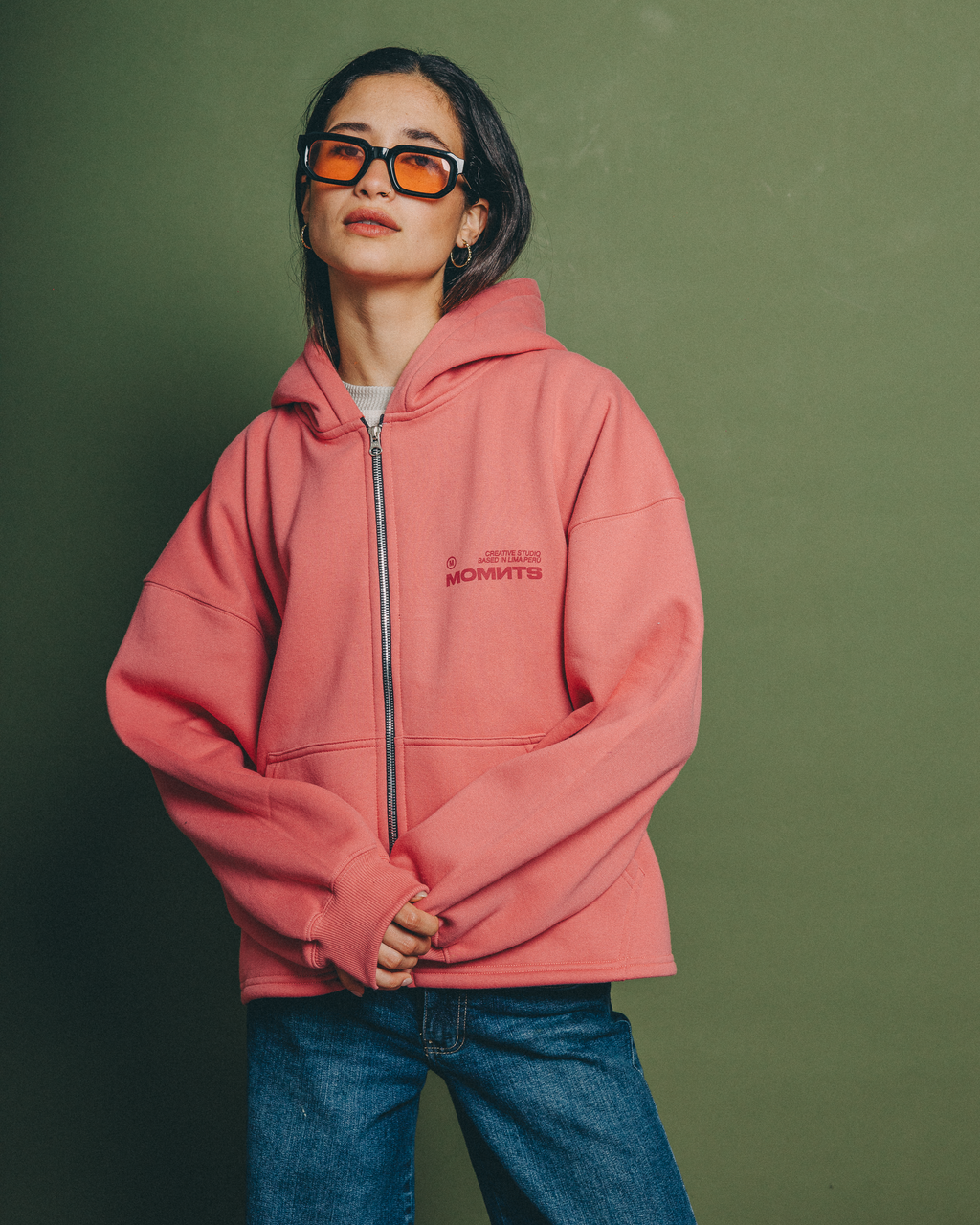 Creative Pink Zipper Hoodie