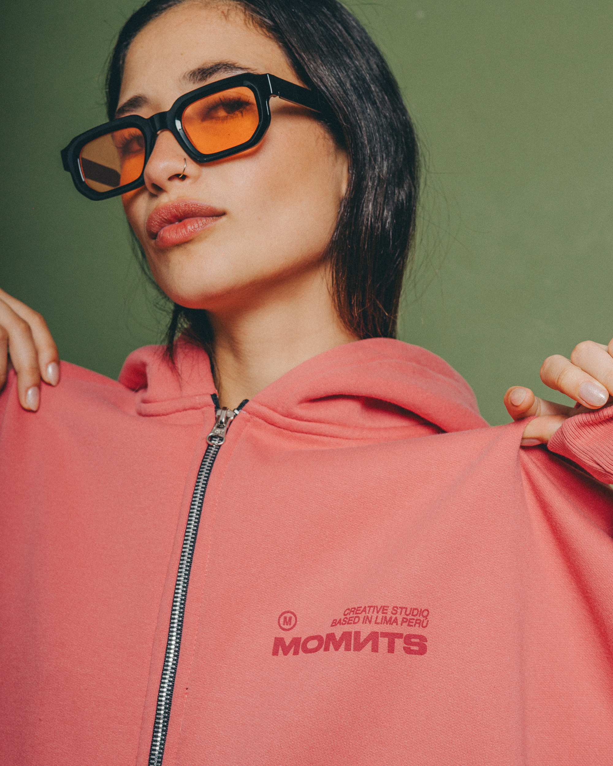 Creative Pink Zipper Hoodie