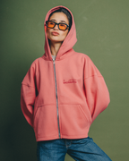 Creative Pink Zipper Hoodie
