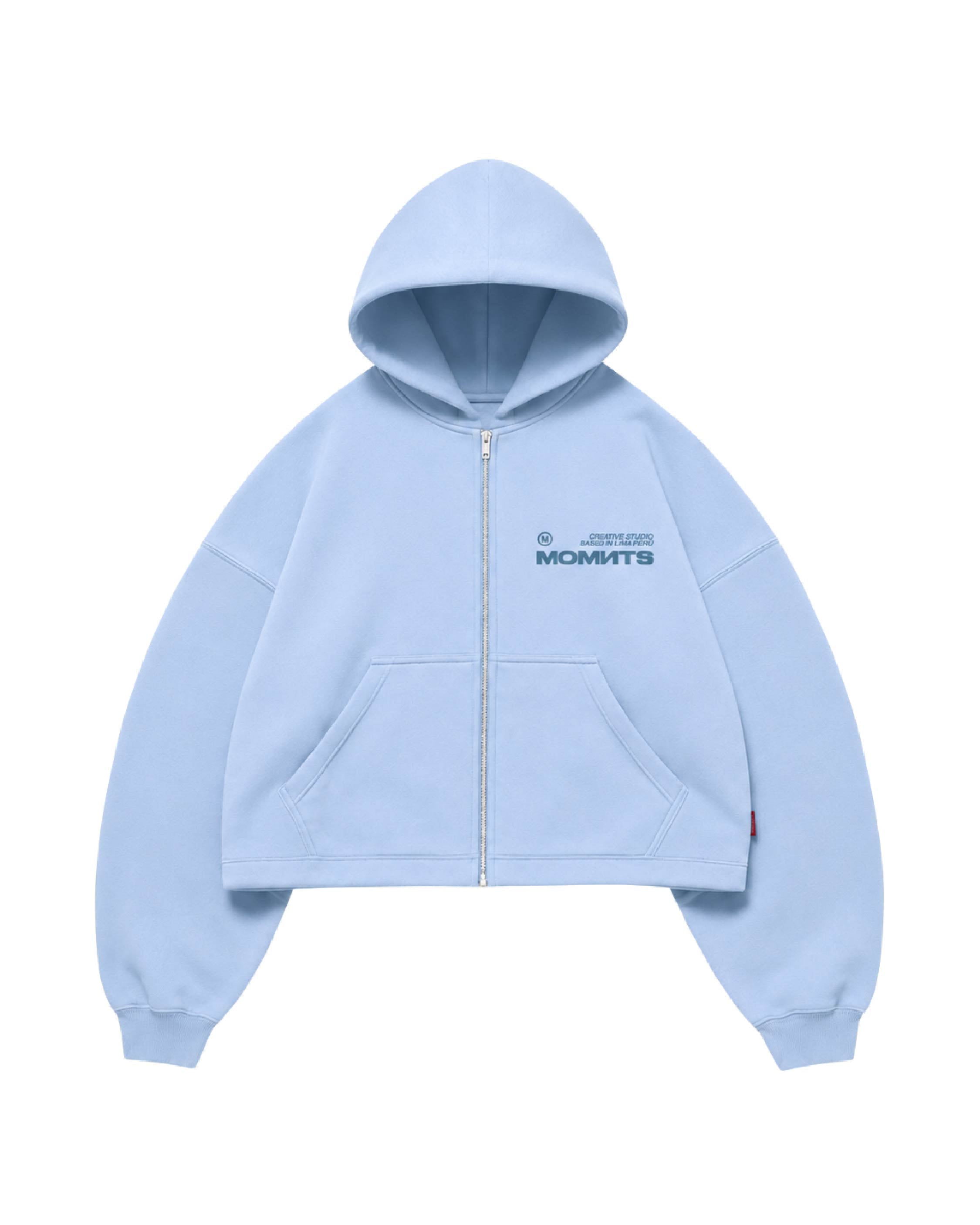 Creative Sky Blue Zipper Hoodie